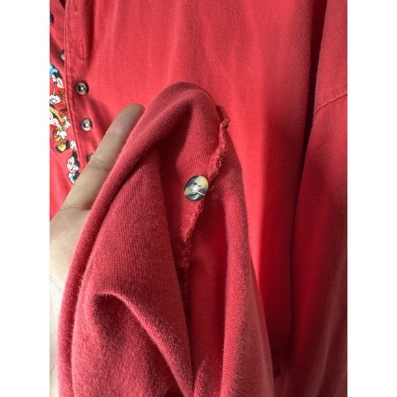 Disney Store Women's XXL Red Henley Long Sleeve Shirt Mickey‎ Embroidery *RARE* - Picture 4 of 9
